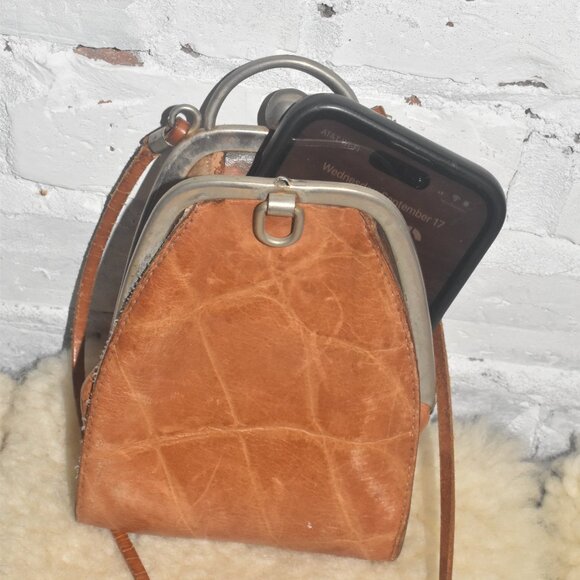 Vintage ANN TAYLOR Croc Embossed Leather Long Crossbody Mini Bag Made in Italy - Picture 10 of 10